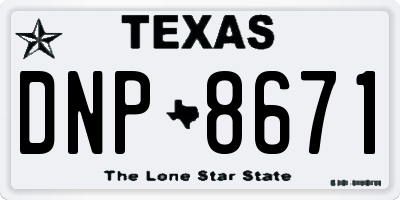 TX license plate DNP8671