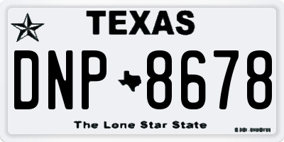 TX license plate DNP8678