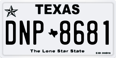 TX license plate DNP8681
