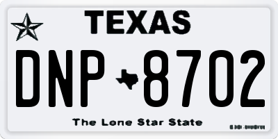 TX license plate DNP8702