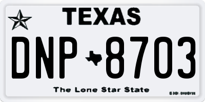 TX license plate DNP8703