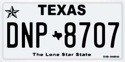 TX license plate DNP8707