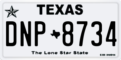 TX license plate DNP8734