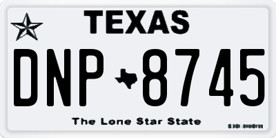 TX license plate DNP8745