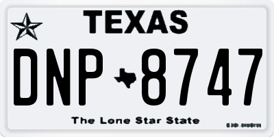 TX license plate DNP8747