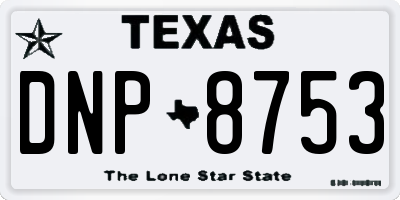TX license plate DNP8753