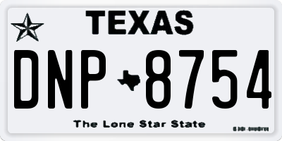 TX license plate DNP8754