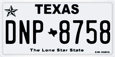 TX license plate DNP8758