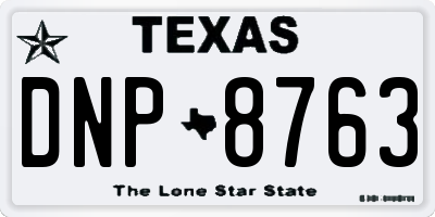 TX license plate DNP8763
