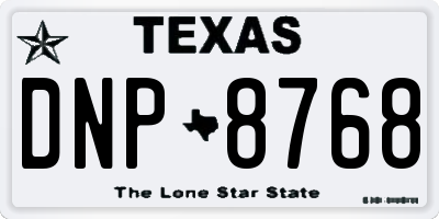 TX license plate DNP8768