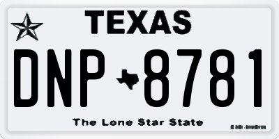 TX license plate DNP8781