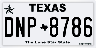 TX license plate DNP8786