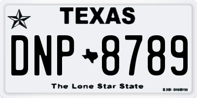 TX license plate DNP8789