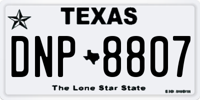 TX license plate DNP8807