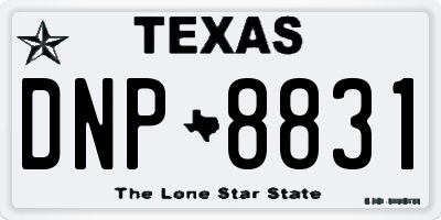 TX license plate DNP8831