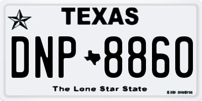 TX license plate DNP8860