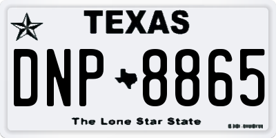 TX license plate DNP8865