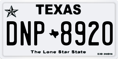TX license plate DNP8920