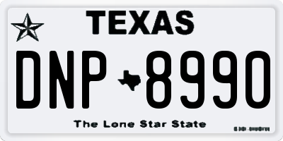 TX license plate DNP8990