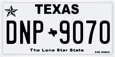 TX license plate DNP9070