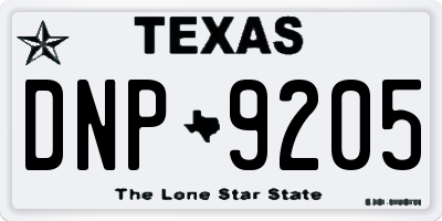 TX license plate DNP9205