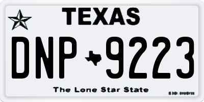 TX license plate DNP9223