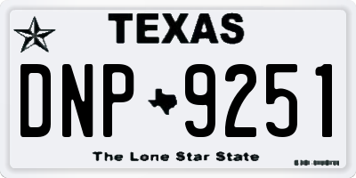 TX license plate DNP9251