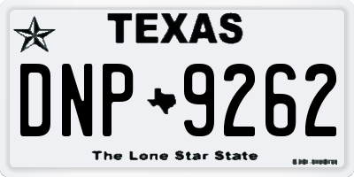 TX license plate DNP9262