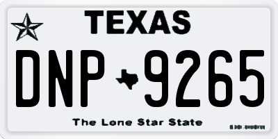 TX license plate DNP9265