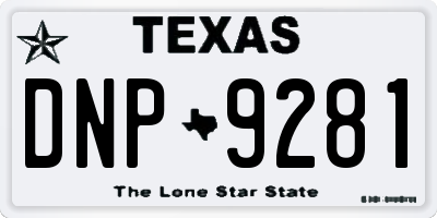 TX license plate DNP9281