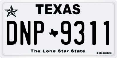 TX license plate DNP9311