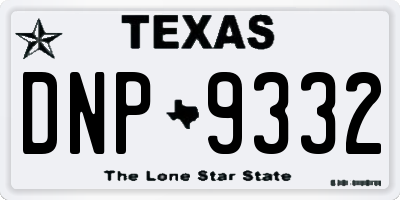 TX license plate DNP9332