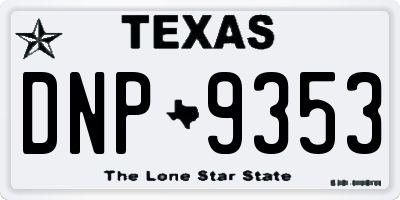 TX license plate DNP9353