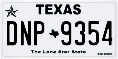 TX license plate DNP9354