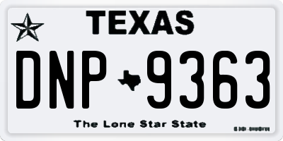 TX license plate DNP9363