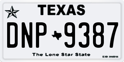 TX license plate DNP9387