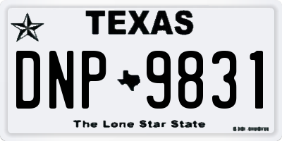 TX license plate DNP9831