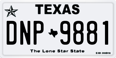 TX license plate DNP9881