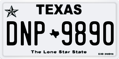 TX license plate DNP9890