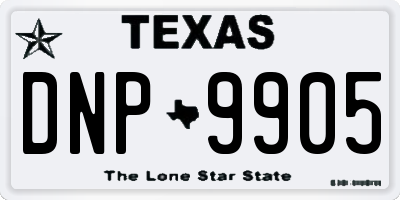 TX license plate DNP9905