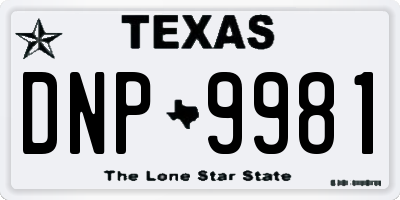 TX license plate DNP9981