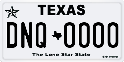 TX license plate DNQ0000