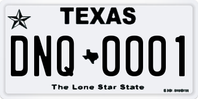 TX license plate DNQ0001