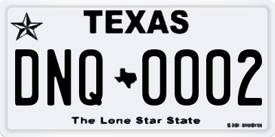 TX license plate DNQ0002