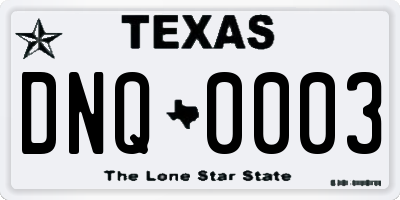 TX license plate DNQ0003