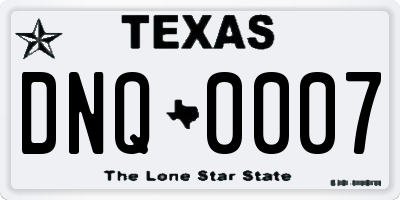 TX license plate DNQ0007