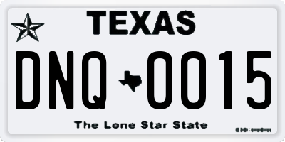 TX license plate DNQ0015