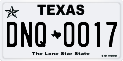 TX license plate DNQ0017