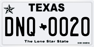 TX license plate DNQ0020