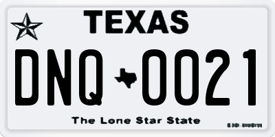 TX license plate DNQ0021